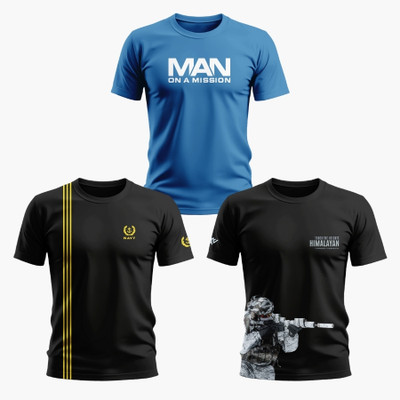 Warriorworld Typography Men Round Neck Multicolor T-Shirt