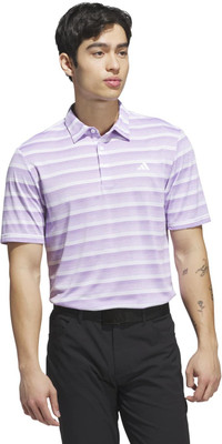 ADIDAS Striped Men Polo Neck White T-Shirt