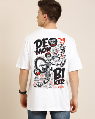clickwell Typography Men Round Neck White T-Shirt