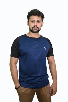Don Trends Solid Men Round Neck Blue T-Shirt