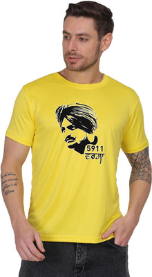 S COLLECTION Printed Men Round Neck Yellow T-Shirt