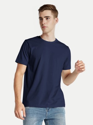 radprix Solid Men Round Neck Dark Blue T-Shirt