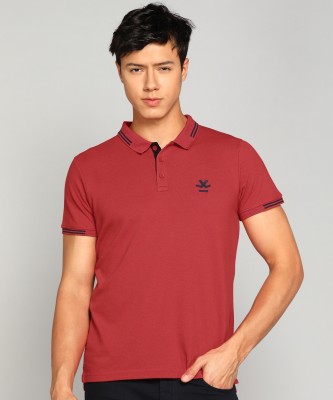 WROGN Solid Men Polo Neck Red T-Shirt