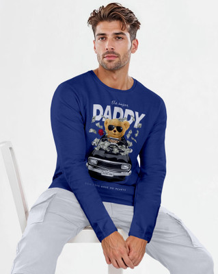 Trend Twisst Animal Print Men Round Neck Dark Blue T-Shirt