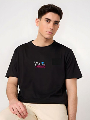 SZN Graphic Print Men Round Neck Black T-Shirt