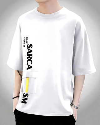 FASHIUM Printed Men Round Neck White T-Shirt