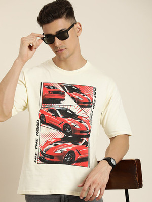 DIFFERENCE OF OPINION Printed Men Round Neck White T-Shirt