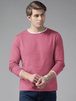 THE DRY STATE Solid Men Round Neck Pink T-Shirt