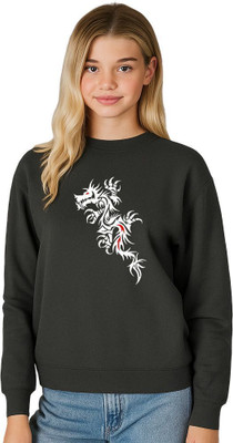 Fabrista Printed Women Round Neck Black T-Shirt