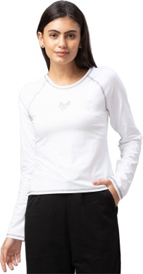 BEING HUMAN Solid Women Round Neck White T-Shirt