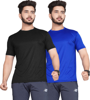 Hookstep Solid Men Round Neck Multicolor T-Shirt