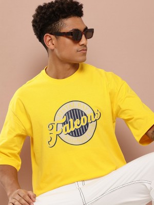 HARVARD Printed Men Round Neck Yellow T-Shirt