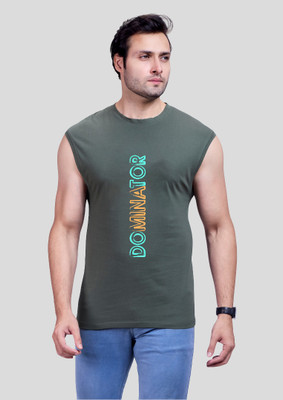 I&D Graphic Print Men Round Neck Green T-Shirt