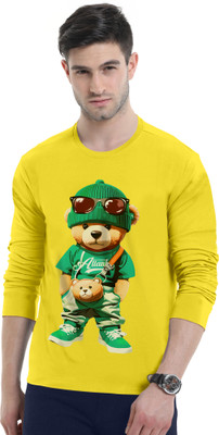 Triptee Printed Men Round Neck Yellow T-Shirt