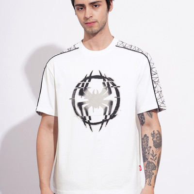 BEING HUMAN Graphic Print Men Round Neck White T-Shirt