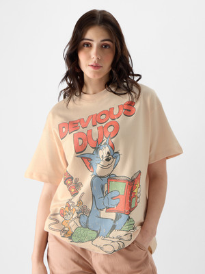 The Souled Store Printed, Typography Women Round Neck Multicolor T-Shirt