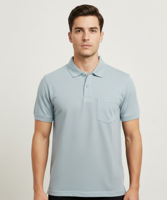 FA21 CLOTHING Solid Men Polo Neck Light Blue T-Shirt