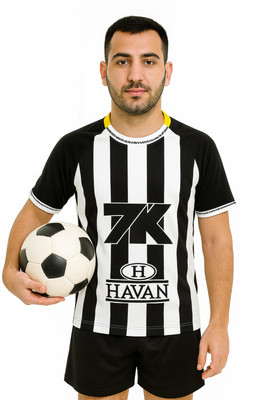 teky Striped Men Crew Neck Black, White T-Shirt