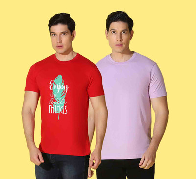 WOOSTRO Printed Men Round Neck Multicolor T-Shirt