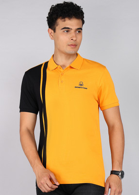 United Colors of Benetton Colorblock Men Polo Neck Orange T-Shirt