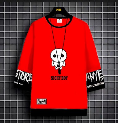 NB NICKY BOY Graphic Print Men Round Neck Red T-Shirt