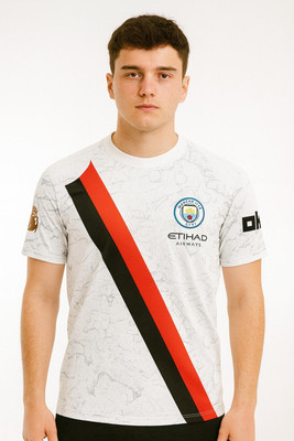 MSV Printed Men Polo Neck White T-Shirt