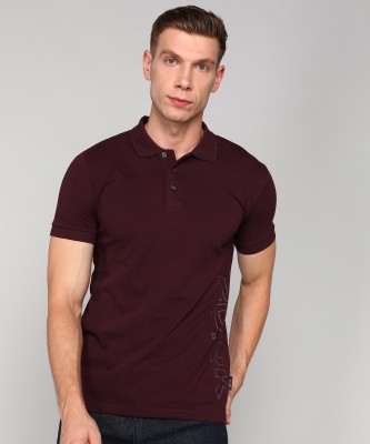 French Connection Solid Men Polo Neck Red T-Shirt