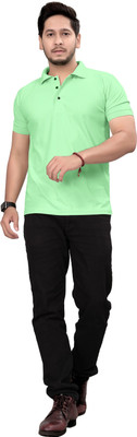 ShreeRangam Enterprise Solid Men Polo Neck Light Green T-Shirt