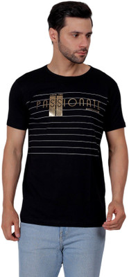 ZULX Printed, Typography, Graphic Print Men Round Neck Black T-Shirt