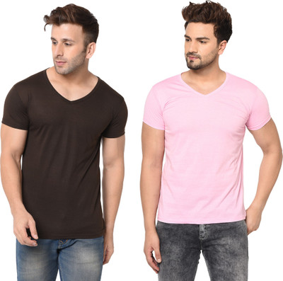 Moordale Fab Solid Men V Neck Multicolor T-Shirt