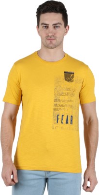 MONTE CARLO Typography Men Round Neck Yellow T-Shirt