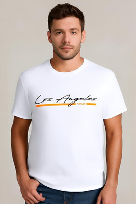 Royal Creations By Rv Printed Men Round Neck White T-Shirt