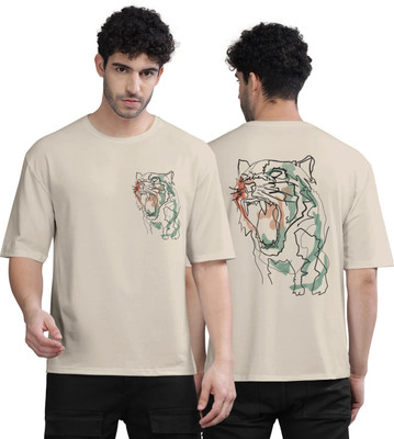 Bullmer Printed Men Round Neck White T-Shirt