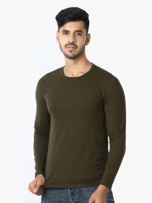 London Crew Solid Men Round Neck Green T-Shirt