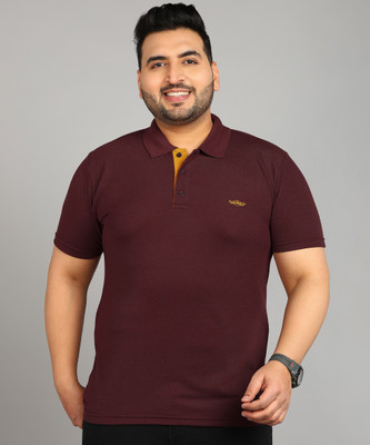 METRONAUT PLUS Solid Men Polo Neck Maroon T-Shirt