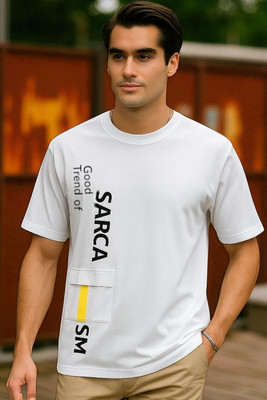 FASHIUM Typography Men Round Neck White T-Shirt