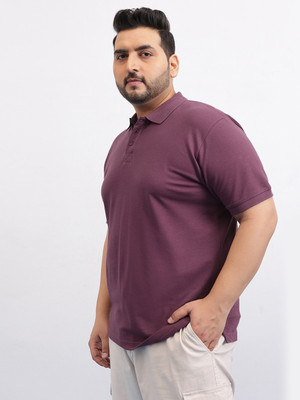 UNSTD Self Design Men Polo Neck Purple T-Shirt