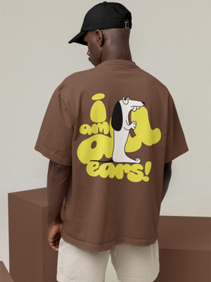 MONKZY Graphic Print Men Round Neck Reversible Brown T-Shirt