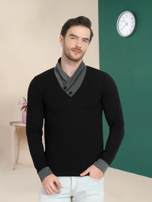 METRONAUT Solid Men High Neck Black T-Shirt