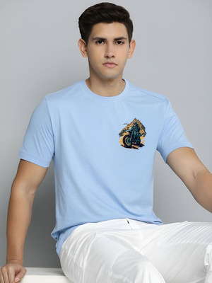 SZN Graphic Print Men Round Neck Light Blue T-Shirt