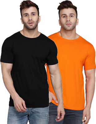 SLOWLORIS Solid Men Round Neck Multicolor T-Shirt