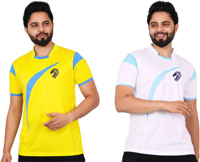 La Milano Printed Men Mandarin Collar White T-Shirt