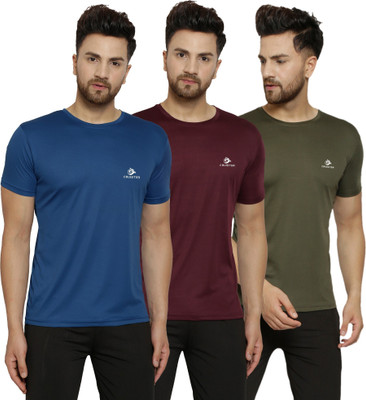 Cruister Solid Men Round Neck Dark Blue, Dark Green, Maroon T-Shirt