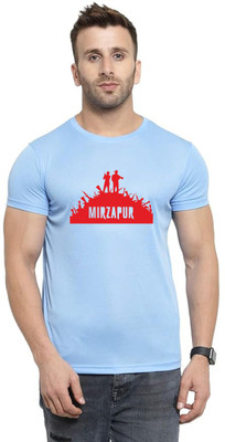 LV CARE Printed Men Round Neck Blue T-Shirt