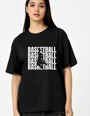 fashnobic Self Design Women Round Neck Black T-Shirt