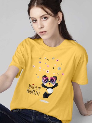 FIONAA TRENDZ Graphic Print Women Round Neck Yellow T-Shirt