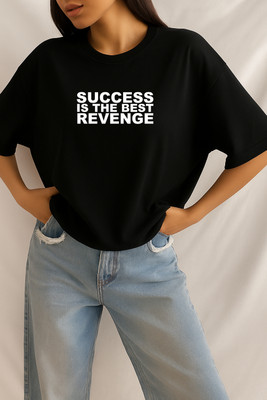 CULISH Graphic Print Women Round Neck Black T-Shirt