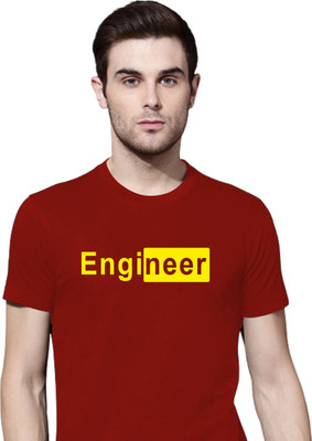 Organic Chics Typography Men Round Neck Maroon T-Shirt