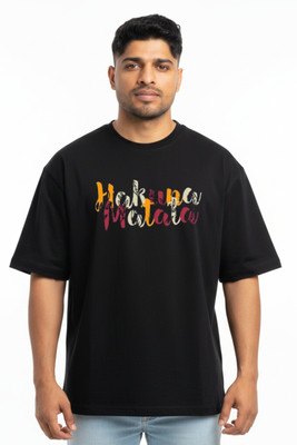 TRANZMOG Printed, Graphic Print, Typography Men Round Neck Black T-Shirt