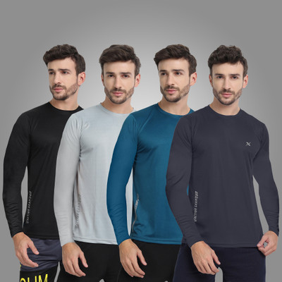 FTX Solid Men Round Neck Multicolor T-Shirt
